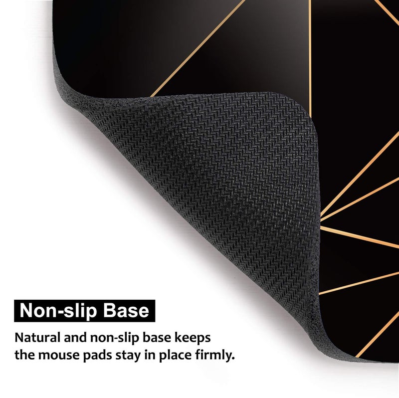 Audimi Mouse Pad Medium Mouse Mat Anti-Slip Base for PC Office Working Gaming, Golden Lines Triangle - Image 3